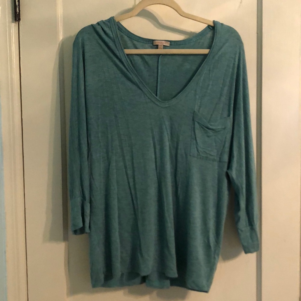 Anthropologie Bordeaux v neck long sleeve top